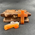 Cross pendant made of natural red agate stone with a polished silver metal clasp hook - Red Agate