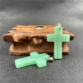 Natural light green aventurine crystal cross pendant with silver metal bail clasp - Green Aventurine
