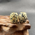 Dalmatian Jasper barrel beads 16x18mm with large hole for DIY jewelry making - 1 Piece / Dalmatian Jasper