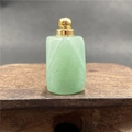 Light green crystal perfume bottle pendant with gold screw cap and metal loop - Green Aventurine With Gold Lid / 1 Piece (Pendant Only - Without Chain)
