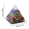 7-Schicht-Naturkristallpyramide mit Tigerauge-Steinen und goldenem Mandala-Symbol - 5cm