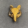 Macro detail of hand-carved tiger eye fox head pendant with fine fur textures and silk luster - Tiger's Eye (1 Piece)