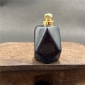 Polygonal blue sand stone perfume bottle pendant with a shiny golden metal cap - Blue Sandstone - Gold Cap / 1 Piece (Pendant Only - Without Chain)