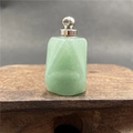 Ciondolo porta profumo in avventurina verde con tappo a vite in argento lucido e anello - Aventurina Verde Con Tappo Argento / 1 Pezzo (Solo Ciondolo - Senza Catena)