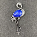 Retro flamingo brooch with blue lapis lazuli drop stone and silver feather detail - Lapis Lazuli Style