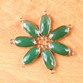 Green faceted crystal oval pendant connectors with rose gold plating for DIY jewelry - Green Aventurine