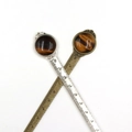 Retro metal ruler bookmark with tiger eye crystal inlay in bronze and silver finish - 10cm Metric Scale / Tiger's Eye (Antique Bronze Handle)