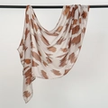 Viscose floral headscarf featuring brown abstract spotted patterns on a light grey base - 180cm x 70cm / Beige with Brown Speckles (YW466-1#)