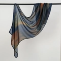 Ethnic printed headscarf in dark blue and orange ombre pattern with soft cotton fabric - 180cm x 70cm / Dark Blue Orange Brown Gradient (YW471-1#)