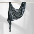 Ethnic rayon headscarf with black and white marble pattern texture in a draped style - 180cm x 70cm / Black-Grey-White Marble Texture (YW472-1#)