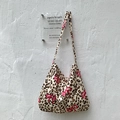 Leopard print canvas tote bag with pink bow pattern for daily student use - Beige Leopard Print