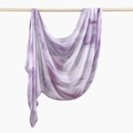 Ethnic rayon headscarf with purple and white gradient tie-dye pattern on wooden rack - 180cm x 70cm / Purple-White Gradient Smudge (YW491-1#)