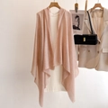 Light pink semi-transparent long shawl with delicate fringe trim on a white dress - 90*180cm / Bean Paste Light Pink