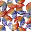 Polished seven chakra crescent moon stone with colorful crystal layered stripes - Style B Moon / 30mm (1 Piece/Pack)