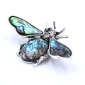 Bee pendant brooch in antique silver finish with iridescent abalone shell wings - Abalone Shell
