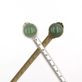 Vintage alloy bookmark rulers with green crystal inlay in antique silver and bronze finish - 10cm Metric Scale / Green Aventurine (Antique Bronze Handle)