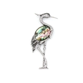 Silver crane brooch with vintage texture and iridescent abalone shell inlay - Abalone Shell