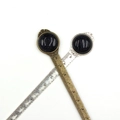 Vintage alloy bookmark ruler with blue sandstone cabochon in silver and bronze finish - 10cm Metric Scale / Synthetic Blue Sandstone (Antique Silver Handle)