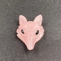 Pink rose quartz fox head charm pendant with detailed carvings for DIY jewelry - Rose Quartz (1 Piece)