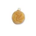 Carved yellow agate rose pendant with golden ring bail on a clean white background - Topaz
