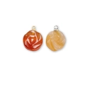 Carved agate rose flower pendants in deep red and orange with gold and silver bails - Red Agate / Gold Clasp