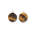 Tiger's eye stone carved pendants with sunburst pattern in gold and silver hardware - Tiger's Eye / Gold Clasp