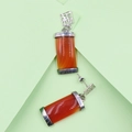 Ohrringe aus natürlichem Achat mit silbernem Fu-Zeichen-Anhänger und langem Jade-Tropfen - Roter Achat