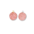 Pink agate double-sided flower pendant with gold and silver metal rings for DIY jewelry - Watermelon Red (Synthetic)