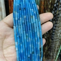Macro di perle a cilindro in agata blu 3x12mm con texture naturale e finitura lucida - Agata blu