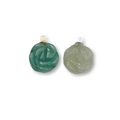 Carved agate rose flower pendants in dark green and pale green with metal loops - Green Aventurine