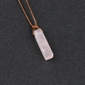Pendentif rectangulaire en quartz rose naturel avec cordon tressé pour colliers - Quartz Rose (Corde Marron)