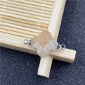 Macro view of light yellow quartz clover flower connector with silver metal loops - Yellow Topaz Connector