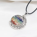 Collana luna bohémien in argento con pendente in pietre naturali sette chakra - Argento