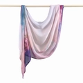 Ethnic rayon headscarf with soft pink, purple, and blue gradient watercolor design - 180cm x 70cm / Dreamy Pink-Purple-Blue Gradient (YW492-1#)