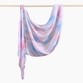 Ethnic rayon headscarf featuring soft pink and blue gradient tie-dye patterns - 180cm x 70cm / Pink-Blue-White Three-Color Gradient (YW490-1#)