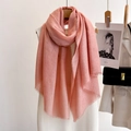 Pink thin summer scarf with fringe tassels hanging on a hanger for sun protection - 90*180cm / Pale Coral Pink