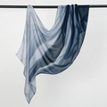 Elegant blue and white gradient chiffon headscarf with ethnic style and draped texture - 180cm x 70cm / Blue-White Gradient Elegant Style (YW470-1#)