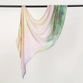 Ethnic floral print viscose headscarf featuring soft watercolor pastel flower patterns - 180cm x 70cm / Multicolor Dyed Artistic Floral (YW479-1#)