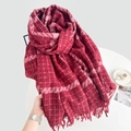 Weicher rot-weiß karierter Schal aus Kaschmir-Imitat mit Fransen für den Winter - Rot