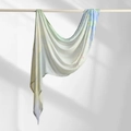Floral print viscose headscarf featuring soft pastel gradient colors and light texture - 180cm x 70cm / Fresh Blue Yellow Green Gradient Floral (YW478-1#)
