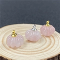 Pink rose quartz pumpkin charms with gold and silver bail for DIY jewelry crafting - Rose Quartz