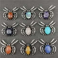 Broche et pendentif araignée argent vintage avec 9 variétés de pierres gemmes colorées - Mélange Aléatoire