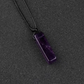 Pendentif rectangulaire en améthyste naturelle sur collier en cordon noir réglable - Améthyste (Corde Noire)