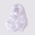 Écharpe légère en coton et lin blanc avec bordures à franges et design épuré minimaliste - Blanc