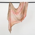 Ethnic style long scarf with pink and grey ink wash print on lightweight rayon fabric - 180cm x 70cm / Pink Coffee Grey Ink Smudge (YW469-1#)