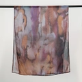 Artistic purple and brown watercolor print cotton headscarf with abstract dye pattern - 180cm x 70cm / Purple Brown Grey Artistic Ink (YW439-1#)