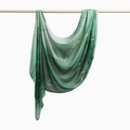 Ethnic rayon headscarf with green marble print and smooth silk-like texture for women - 180cm x 70cm / Dark Green Cyan White Ink Smudge (YW474-2#)