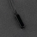 Pendentif rectangulaire en obsidienne noire polie avec collier en cordon tressé noir - Obsidienne (Corde Noire)