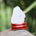 Cristallo di selenite naturale su base di legno rosso per decorazione da scrivania - Cristallo di rocca