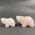 Due statuette di tartaruga in quarzo rosa naturale con finitura in cristallo lucido - Piccolo-Quarzo Rosa
